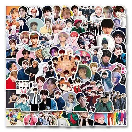 Pcs Stickers For Bts Water Bottle,Kpop Stickers Vinyl Waterproof Stickers For Laptop,Bumper,Skateboard,Water Bottles,Computer,Phone,Stickers For Kids Teens Adult