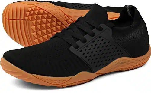 Whitin Men'S Trail Running Shoes Minimalist Barefoot Wide Width Toe Box Cross Training Gym Workout Zero Drop Sneakers Black Gum