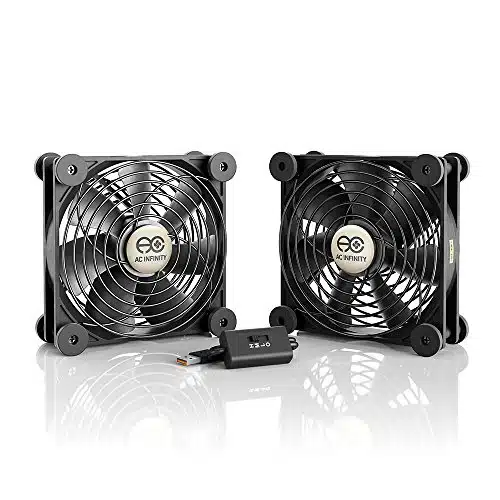 Ac Infinity Multifan S, Quiet Dual Mm Usb Fan, Ul Certified For Receiver Dvr Playstation Xbox Computer Cabinet Cooling