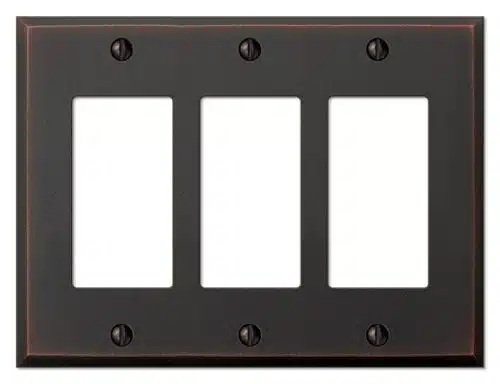 Amerelle Manhattan Triple Rocker Cast Metal Wallplate In Aged Bronze, Rocker