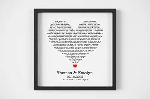 Any Song Framed Song Lyrics Special Song Anniversary Song First Dance Wedding Gift Valentine Gift