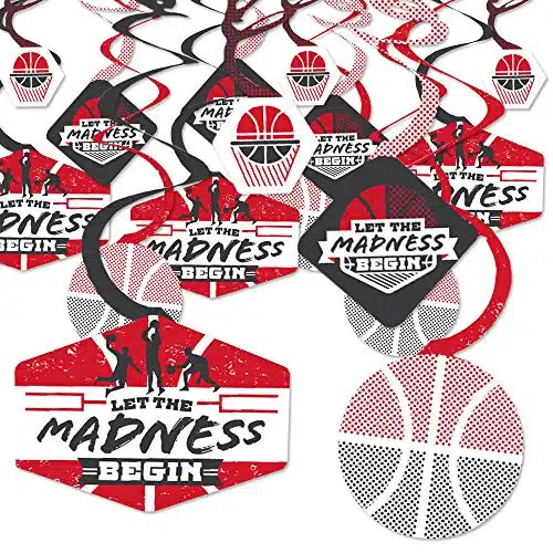 Big Dot Of Happiness Red Basketball   Let The Madness Begin   College Basketball Party Hanging Decor   Party Decoration Swirls   Set Of