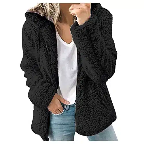 Black Of Friday Deals Cber Of Mondav Deals Abrigosâ Deâ Mujerâ Inviernoâ Enâ Oferta Fleece Jacket Women Fuzzy Zip Up Coats Oversized Winter Warm Sweatshirt My Orders Lightning Deals Of Today