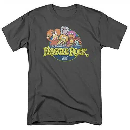 Fraggle Rock Cartoon Cast T Shirt &Amp; Stickers (Charcoal) Medium