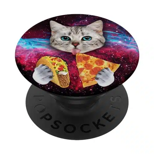 Funny Cute Space Cat Taco Pizza Galaxy Meme Universe Gift Popsockets Popgrip Swappable Grip For Phones &Amp; Tablets Popsockets Standard Popgrip