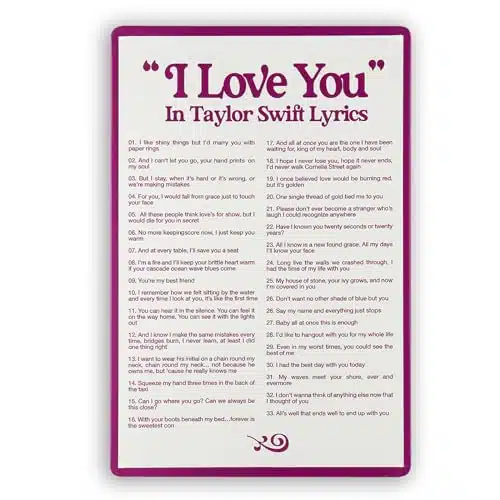 I Love You In Taylor Music Swift Lyrics Metal Tin Sign Posters Merch Gift For Room Decor Aesthetic Music Album Taylor Wall Art Xinch