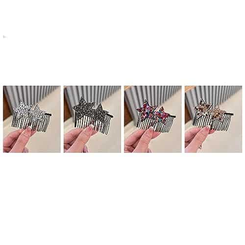 Leadigol Hair Styling Comb Pentagram Star Fashion Fixed Combs Rhinestone Star Hair Comb