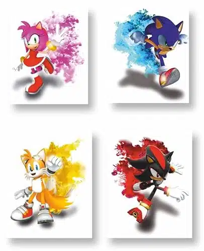 Puprlehearts   Sonic Wall Art Poster Print Unframed Set Of (Xinches), Sonic Bedroom Decor, Posters For Boys Room, Sonic Room Decorations,