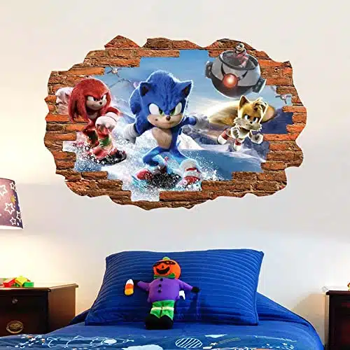 Sonic Poster Boys Bedroom Background Wall Sticker Playroom Party Decoration Pvc Cartoon Mural (Snk)