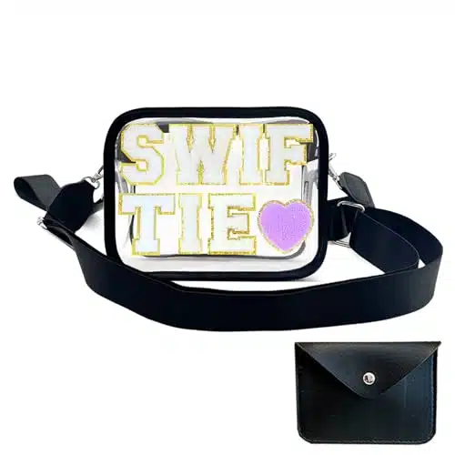 Taylor Clear Bag For Stadium Events, In Clear Purse With With Vegan Leather Trim &Amp; Leather Purse, X Crossbody Bag With Stickers Swift Merch As Christmas Gifts For Swift Tour Concerts