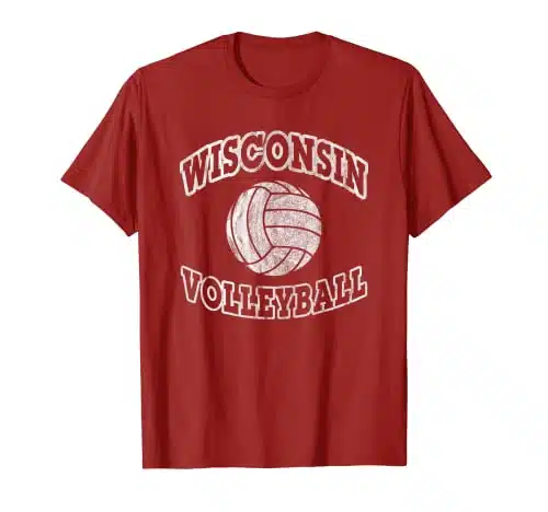 Wisconsin Volleyball Classic Style Vintage Distressed T Shirt