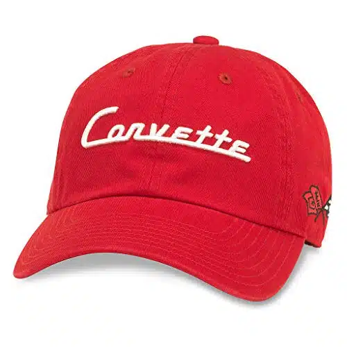 American Needle Classic Gm General Motors Chevrolet Red Corvette Baseball Dad Hat (Ga Red)