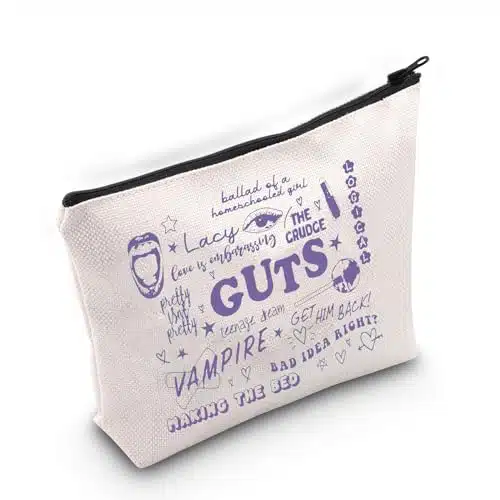 Blupark Singer Makeup Bag Singer Album Inspired Gift Rodrigo Merch Singer Fans Gift Singer Sour Gift Sour Album Cosmetic Bag Musical Lyrics Gift (Lacy Guts)