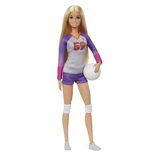 Barbie Doll &Amp; Accessories, Made To Move Career Volleyball Player Doll With Uniform And Ball