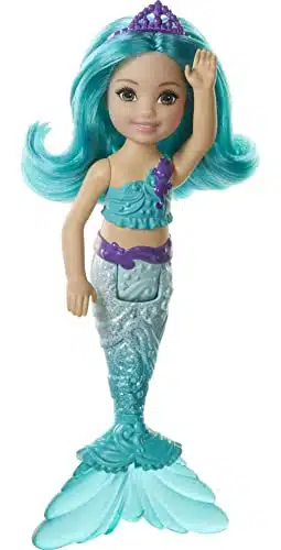 Barbie Dreamtopia Chelsea Mermaid Doll, Inch With Teal Hair And Tail