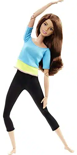 Barbie Made To Move Posable Doll In Blue Color Blocked Top And Yoga Leggings, Flexible (Amazon Exclusive)