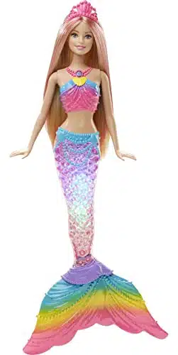 Barbie Mermaid Doll With Light Up Rainbow Tail, Barbie Dreamtopia Mermaid Toys, Colorful Look With Tiara