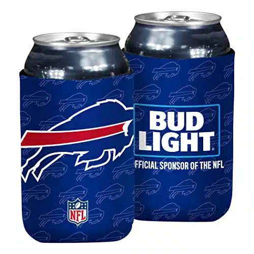 Bud Light &Amp; Nfl Licensed Buffalo Bills Premium Insulated Neoprene Can Koozy Covercooler Sleeve   Easy On Gameday Foldable Beverage Apparel For Ounce Beer And Soda Cans, Pack Sided Design