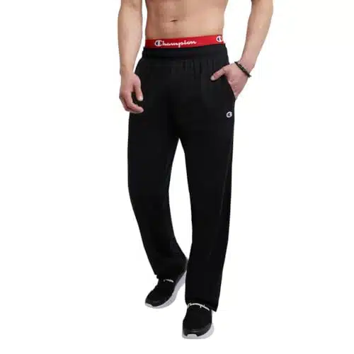 Champion Mens Everyday Cotton Open Bottom Pants, Black, X Large Us