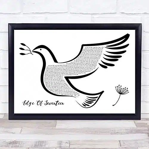 Edge Of Seventeen Black &Amp; White Dove Bird Song Lyric Quote Music Poster Gift Present Wedding Song Art Print