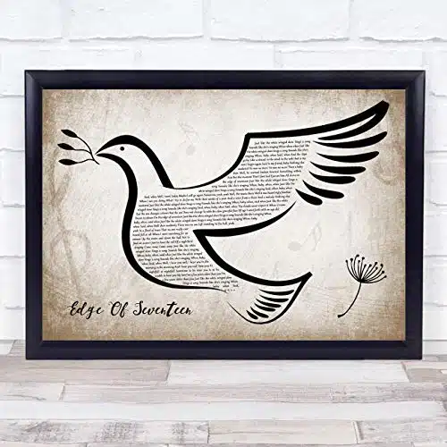 Edge Of Seventeen Vintage Dove Bird Song Lyric Quote Music Poster Gift Present Wedding Song Art Print