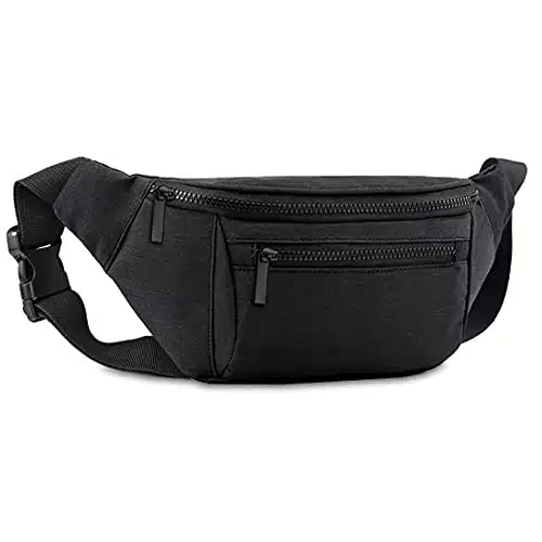 Fanny Pack For Men Women,Crossbody Waist Bag Pack,Belt Bag For Travel Walking Running Hiking Cycling,Easy Carry Any Phone,Wallet (Black)