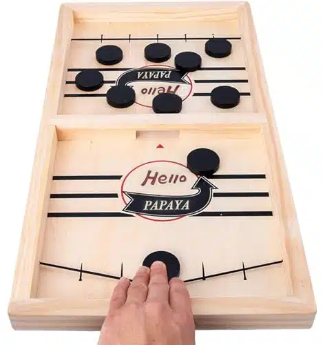 Hello Papaya Fast Sling Puck Game,Wooden Hockey Game,Super Foosball Table,Desktop Battle Winner Slingshot Game,Parent Child Interaction Family Games Toys