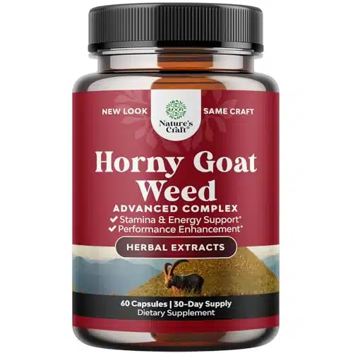 Horny Goat Weed For Male Enhancement   Extra Strength Horny Goat Weed For Men Mg Complex With Tongkat Ali Saw Palmetto Extract Panax Ginseng And Black Maca Root For Stamina &Amp; Energy   Servings