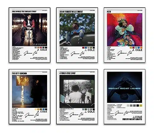 J.cole Poster Music Canvas Wall Art Album Cover Signed Limited Posters Set Of Teenager Room Decor Aesthetic Retro For Bedroom Decor Xinches (Xcm) Unframed