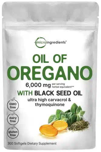 Micro Ingredients Oil Of Oregano Softgels Mg Per Serving, Count  In Formulated With Black Seed Oil Mg, X Strength Carvacrol &Amp; Thymoquinone  Plant Based, Non Gmo &Amp; Immune Support