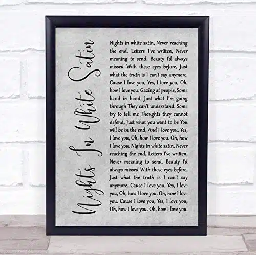 Nights In White Satin Rustic Script Grey Song Lyric Quote Grey Rustic Script Poster Art Print