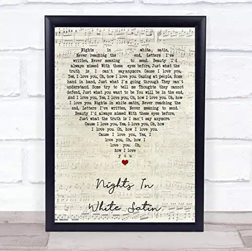 Nights In White Satin Script Heart Song Lyric Quote Music Poster Gift Present Art Print