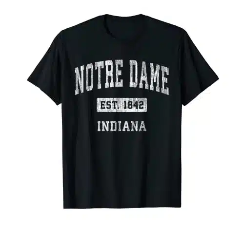 Notre Dame Indiana In Vintage Athletic Navy Sports Design T Shirt