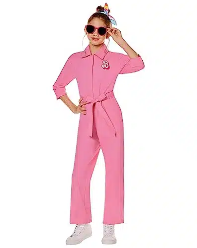 Spirit Halloween Barbie The Movie Kids Pink Power Jumpsuit  Officially Licensed  Barbie The Movie Kids Costumes   M