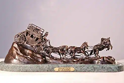 This Stagecoach Bronze Is Handmade And Cast Like The Original Lost Wax Casting Process Large H X L Bronze Sculpture Statue Stagecoach By C.m.russell