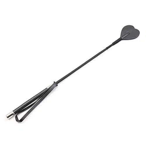 Chenyesun Riding Whips Horse Riding Leather Heart Whip Riding Crop Bull Whip For Outdoor Sport (Black)