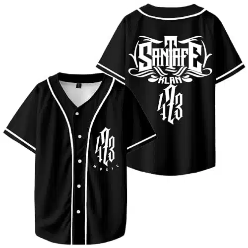 Caooneemma Santa Fe Klan Todo Y Nada Tour Merch Tee Baseball Jersey Shirt V Neck Short Sleeve Women Men Streetwear (M,Black)