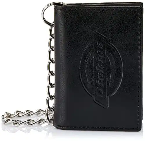 Dickies Men'S Leather Chain Wallet   High Security Trifold With Id Window And Credit Card Pockets