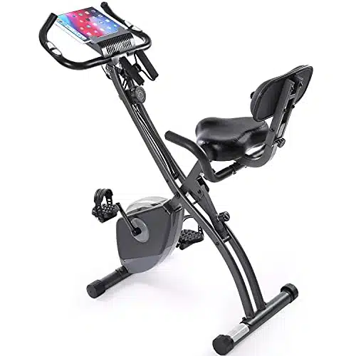 Exercise Bike Folding Stationary Bike Magnetic Recumbent In Cycling Slim Bike With Arm Resistance Bands &Amp; Lcd Monitor For Men And Women Indoor Outdoor, Black, X X Inches