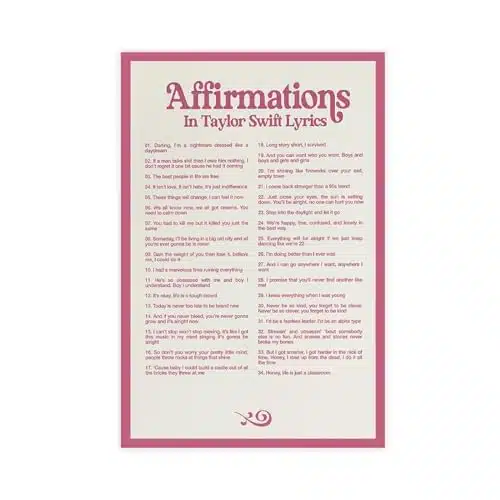 Fittg Affirmations In Taylor Poster Swift Lyrics Poster Canvas Poster Bedroom Decor Sports Landscape Office Room Decor Gift Unframe Style Unframe Stylexinch(Xcm)