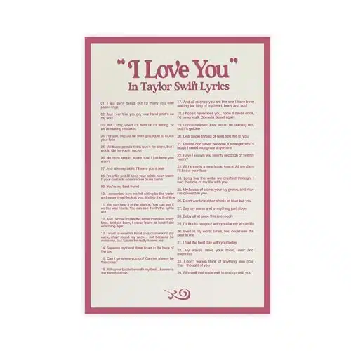 Fittg I Love You In Taylor Poster Swift Lyrics Poster Canvas Poster Wall Art Decor Print Picture Paintings For Living Room Bedroom Decoration Unframe Style Unframe Stylexinch(