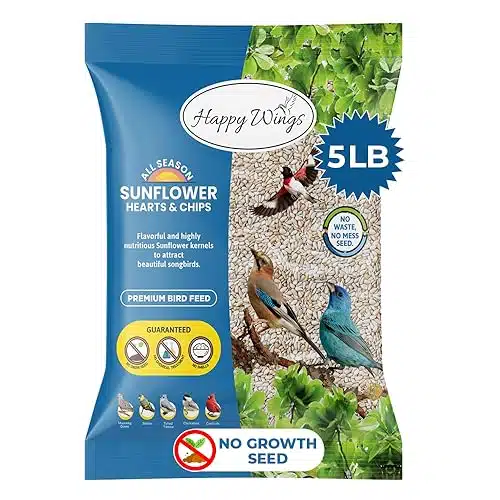 Happy Wings Sunflower Hearts &Amp; Chips   Sunflower Kernels And Chips Bird Food  Pounds I No Mess, No Waste Seed No Grow Seed  Bird Seed For Wild Birds