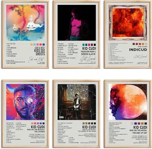 Kid Cudi Album Cover Signed Limited Posters Prints Rapper Music Posters Canvas Wall Art Room Aesthetic Set Of For Teen And Girls Dorm Decor Xinch Unframed