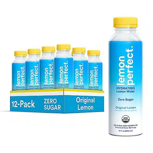 Lemon Perfect, Hydrating Organic Lemon Water, Zero Sugar, Flavored Water, Squeezed From Real Fruit, Plastic Neutral, No Artificial Ingredients, Original Lemon (Oz Bottles) Pk