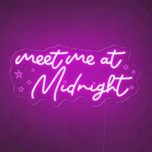 Meet Me At Midnight Neon Sign, Lyrics Neon Sign, Lyrics Neon Lights, Bedroom Wall Neon Sign,Home Decoration, Home Light Decor Xinch