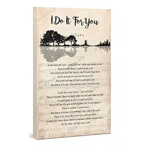 Pennywis Decor Gift   (Everything I Do) I Do It For You   Song Lyrics Guitar Shaped Trees Portrait Canvas Wall Art Print (Everything I Do) I Do It For You   Bryan Adams (X X )