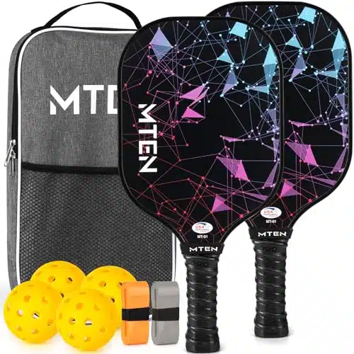 Pickleball Paddles Set Of , Usapa Approved Fiberglass Surface Pickleball Set With Pickleball Rackets,Pickleball Balls,Portable Carry Bag,Pickle Ball Paddle Set For Men Women