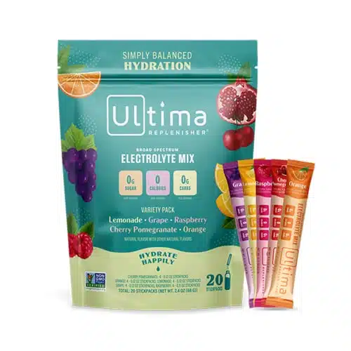 Ultima Replenisher Hydration Packets   Count, Keto &Amp; Sugar Free Electrolyte Drink Mix, Flavors, Vegan, Non Gmo