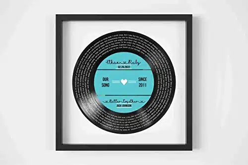 Personalized Record Print Personalized Vinyl Record Song Lyrics Frame Our Song Custom Song Lyrics Framed Print Anniversary Gift For Him