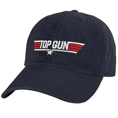 Popfunk Official Top Gun Logo Dad Hat   The Uadjustable Relaxed Fit Cap   Unisex For Men And Women, Navy